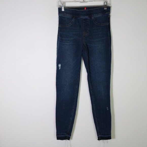 Spanx Distressed Skinny Jeans Jeggings Legging Medium Wash Distressed Small - Picture 2 of 10